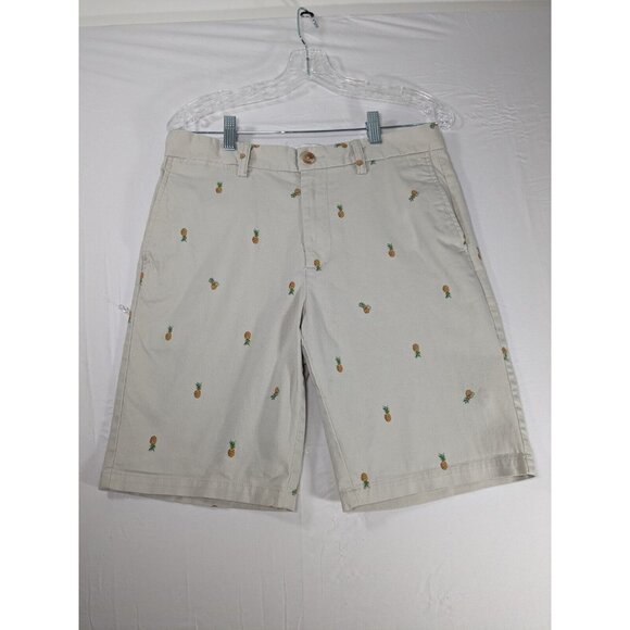 Old Navy Pineapple Print Mens 31 Ultimate Slim Built-In-Flex Chino Shorts Tan - Picture 1 of 7